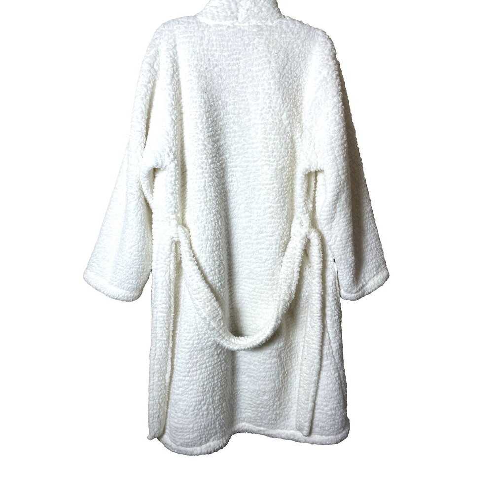 Pottery Barn Woman's Ivory Soft Textured  Sherpa Robe Size Medium - Picture 2 of 7